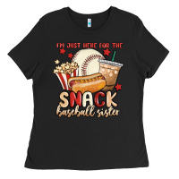 I'm Just Here For The Snack Baseball Sister Ladies Tee | Teevron