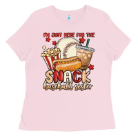 Bubblegum Pink i'm just here for the snack baseball sister Ladies Tee - MaliasSmallBusiness
