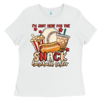 White i'm just here for the snack baseball sister Ladies Tee - MaliasSmallBusiness