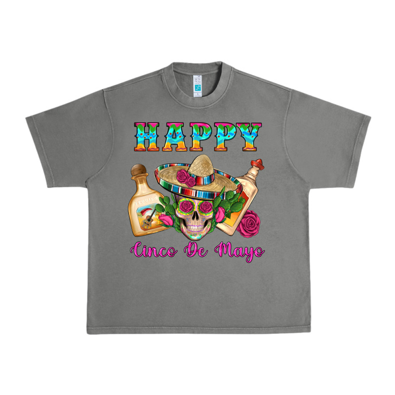 Happy Cinco De Mayo Mexican Skull Tequila Bottle Roses Cactus Urban Heavy Tee by Artiststas | Teevron