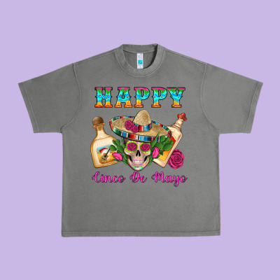 Happy Cinco De Mayo Mexican Skull Tequila Bottle Roses Cactus Urban Heavy Tee Designed By Artiststas