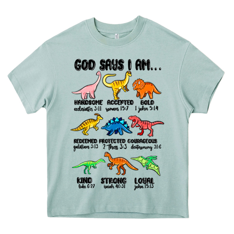 God Says I Am Dinosaurs Handsome Heavy Core Tee by MaliasSmallBusiness | Teevron