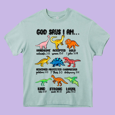 God Says I Am Dinosaurs Handsome Heavy Core Tee Designed By Maliassmallbusiness