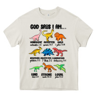 Cream god says i am dinosaurs handsome Heavy Core Tee - MaliasSmallBusiness