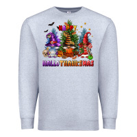 Heather Grey happy hallothanksmas Premium Sweatshirt - FaDigitalArtStudio