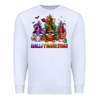 White happy hallothanksmas Premium Sweatshirt - FaDigitalArtStudio