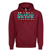 Burgundy Mama Tried Serape Zipper Hoodie - CowCowDesign