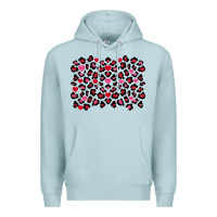 Blue Mist Valentine's Day leopard and heart background Premium Hoodie - FaDigitalArtStudio