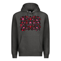 Charcoal Heather Valentine's Day leopard and heart background Premium Hoodie - FaDigitalArtStudio
