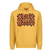 Mustard Valentine's Day leopard and heart background Premium Hoodie - FaDigitalArtStudio