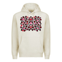 Oatmeal Heather Valentine's Day leopard and heart background Premium Hoodie - FaDigitalArtStudio
