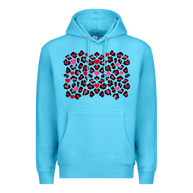 Valentine's Day Leopard And Heart Background Premium Hoodie by FaDigitalArtStudio | Teevron