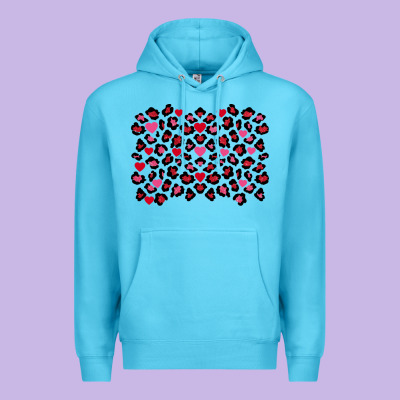 Valentine's Day Leopard And Heart Background Premium Hoodie Designed By Fadigitalartstudio
