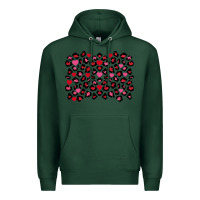 Sports Green Valentine's Day leopard and heart background Premium Hoodie - FaDigitalArtStudio