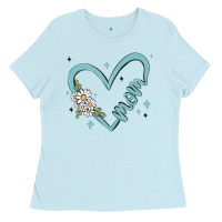 Baby Blue mom with heart and flowers Ladies Tee - MaliasSmallBusiness