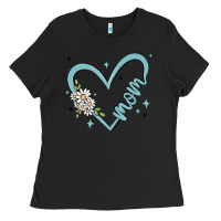 Black mom with heart and flowers Ladies Tee - MaliasSmallBusiness