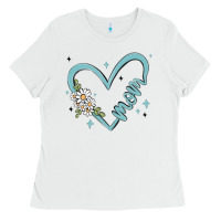 White mom with heart and flowers Ladies Tee - MaliasSmallBusiness