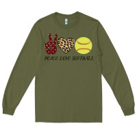 Army Green Peace Love Softball Long Sleeve Tee - Bettercallsaul