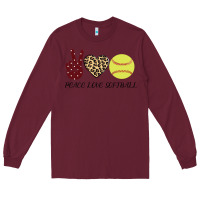 Burgundy Peace Love Softball Long Sleeve Tee - Bettercallsaul