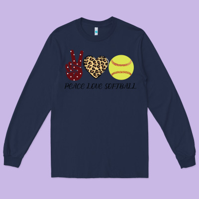 Peace Love Softball Long Sleeve Tee Designed By Bettercallsaul