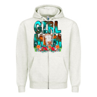 Oatmeal Heather Girl Mom Cow Flowers Zipper Hoodie - CowCowDesign