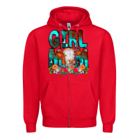 Red Girl Mom Cow Flowers Zipper Hoodie - CowCowDesign