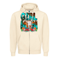 Sandshell Girl Mom Cow Flowers Zipper Hoodie - CowCowDesign