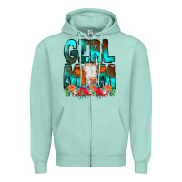 Seafoam Girl Mom Cow Flowers Zipper Hoodie - CowCowDesign