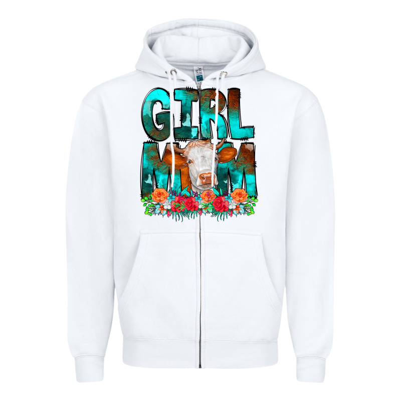 Girl Mom Cow Flowers Zipper Hoodie by CowCowDesign | Teevron
