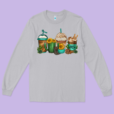 Desert Darlin Coffee Cups Long Sleeve Tee Designed By Jasminsmagicworld