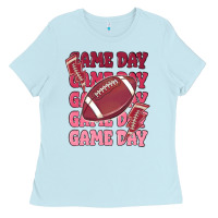 Baby Blue game day football Ladies Tee - MaliasSmallBusiness