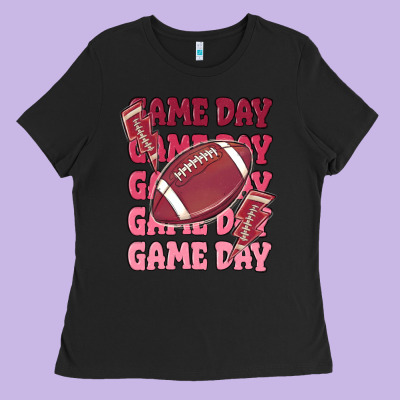 Game Day Football Ladies Tee Designed By Maliassmallbusiness