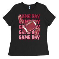 Black game day football Ladies Tee - MaliasSmallBusiness