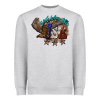 Heather Grey God bless the USA Eagle 4th of july Heavyweight Sweatshirt - HowdyJamesFarm