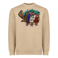 Mushroom God bless the USA Eagle 4th of july Heavyweight Sweatshirt - HowdyJamesFarm