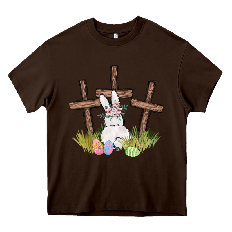 Floral Watercolor Easter Bunny Cross Heavy Core Tee by MaliasSmallBusiness | Teevron