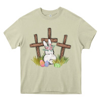 Mossy floral watercolor easter bunny cross Heavy Core Tee - MaliasSmallBusiness