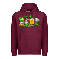Burgundy St. Patrick's Day coffee cups Premium Hoodie - OliviaCreatesArt