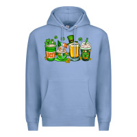 Colony Blue St. Patrick's Day coffee cups Premium Hoodie - OliviaCreatesArt
