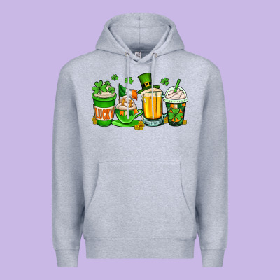 St. Patrick's Day Coffee Cups Premium Hoodie Designed By Oliviacreatesart
