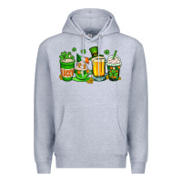 Heather Grey St. Patrick's Day coffee cups Premium Hoodie - OliviaCreatesArt