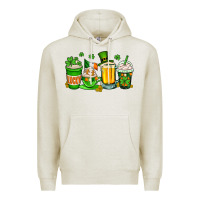Oatmeal Heather St. Patrick's Day coffee cups Premium Hoodie - OliviaCreatesArt