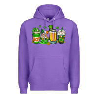 Purple St. Patrick's Day coffee cups Premium Hoodie - OliviaCreatesArt