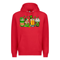 Red St. Patrick's Day coffee cups Premium Hoodie - OliviaCreatesArt