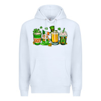 White St. Patrick's Day coffee cups Premium Hoodie - OliviaCreatesArt
