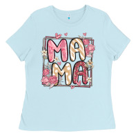 Baby Blue floral mama Ladies Tee - MaliasSmallBusiness