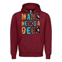 Burgundy Mama Needs a Beer Zipper Hoodie - CowCowDesign