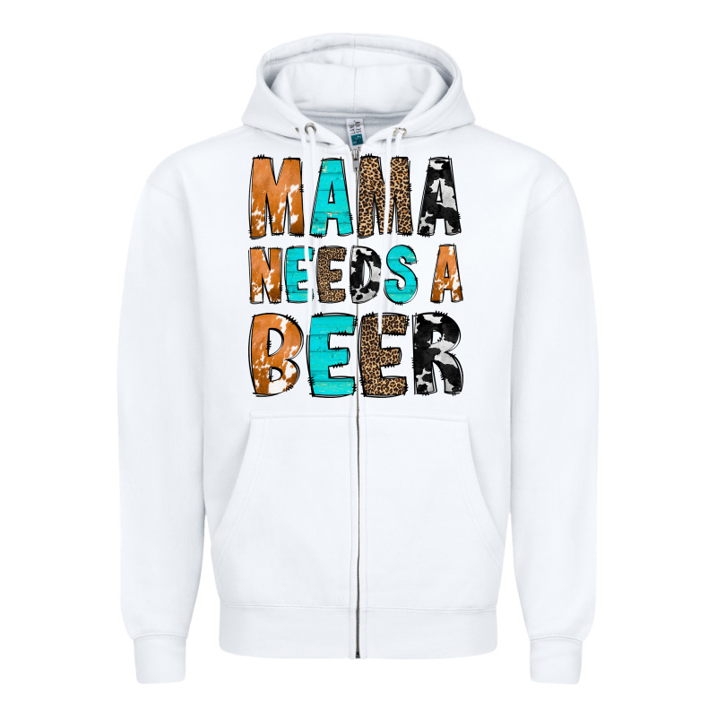 Mama Needs A Beer Zipper Hoodie by CowCowDesign | Teevron