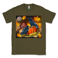 Army Green Fall Crow Classic Tee - LillyAllenDesigns