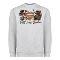 Heather Grey Faith love freedom 4th of july Heavyweight Sweatshirt - HowdyJamesFarm